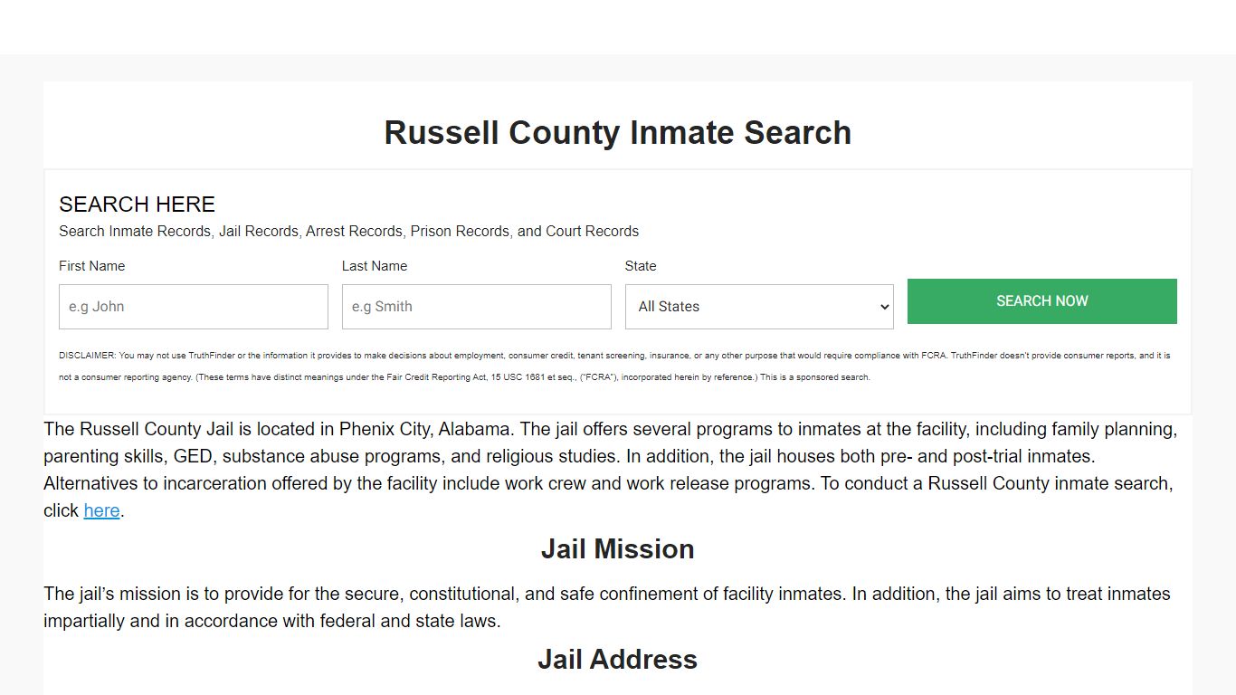 Russell County Inmate Search
